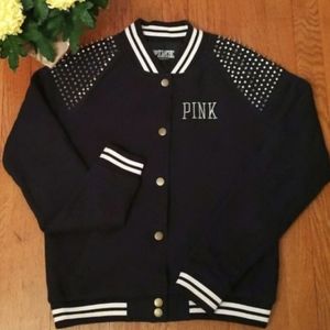 PINK Y2K Varsity Studded Jacket